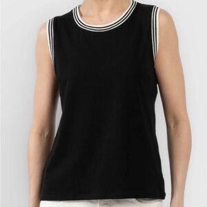 NWT  Bedo Black Tank with White Stripe Trim